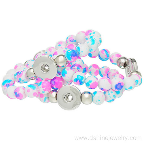 Multi Colors Acrylic Beads Noosa Button Elastic Bracelet